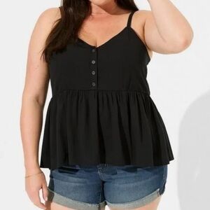 New! Torrid Washable Crinkle Gauze Tank - Deep Black